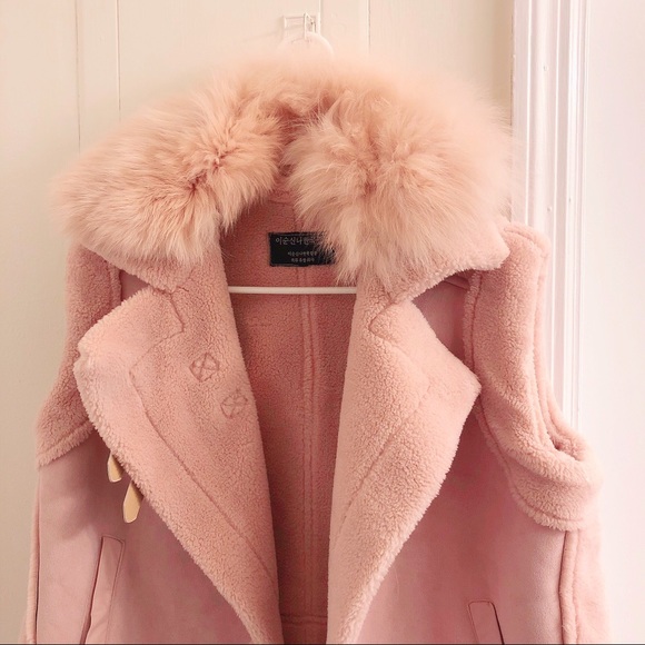 Shearling Moto Vest Faux Fur-Collar - Picture 2 of 7